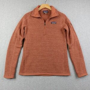 Patagonia Women Small Pullover Fleece Jacket Quarter Zip Orange Hiking Cozy